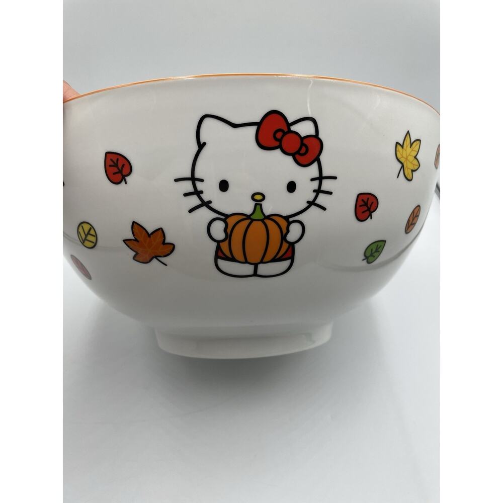 Hello Kitty 11” Salad/ Serving Fall Autumn Bowl Sanrio NEW